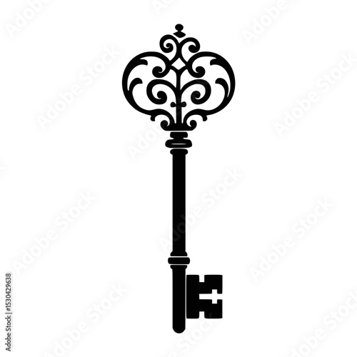 Antique decorative key with ornate design and vintage style  
