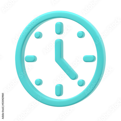 3d clock icon on transparent