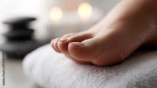 Wallpaper Mural Close-up of a manicured foot resting on a soft towel. Torontodigital.ca