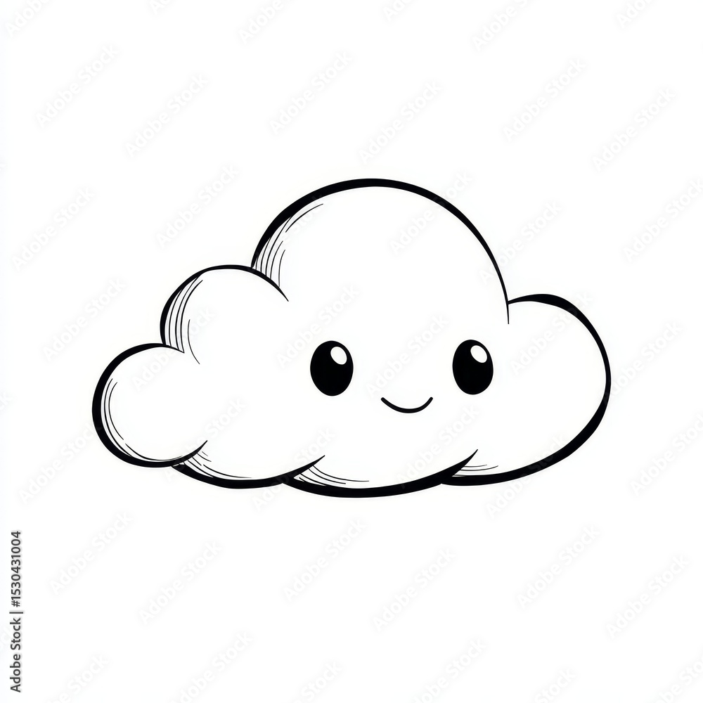 Adorable Cartoon Cloud Drawing Happy Sky Weather Cute Illustration Adorable Cartoon Cloud Drawing Happy Sky Weather Cute Illustration