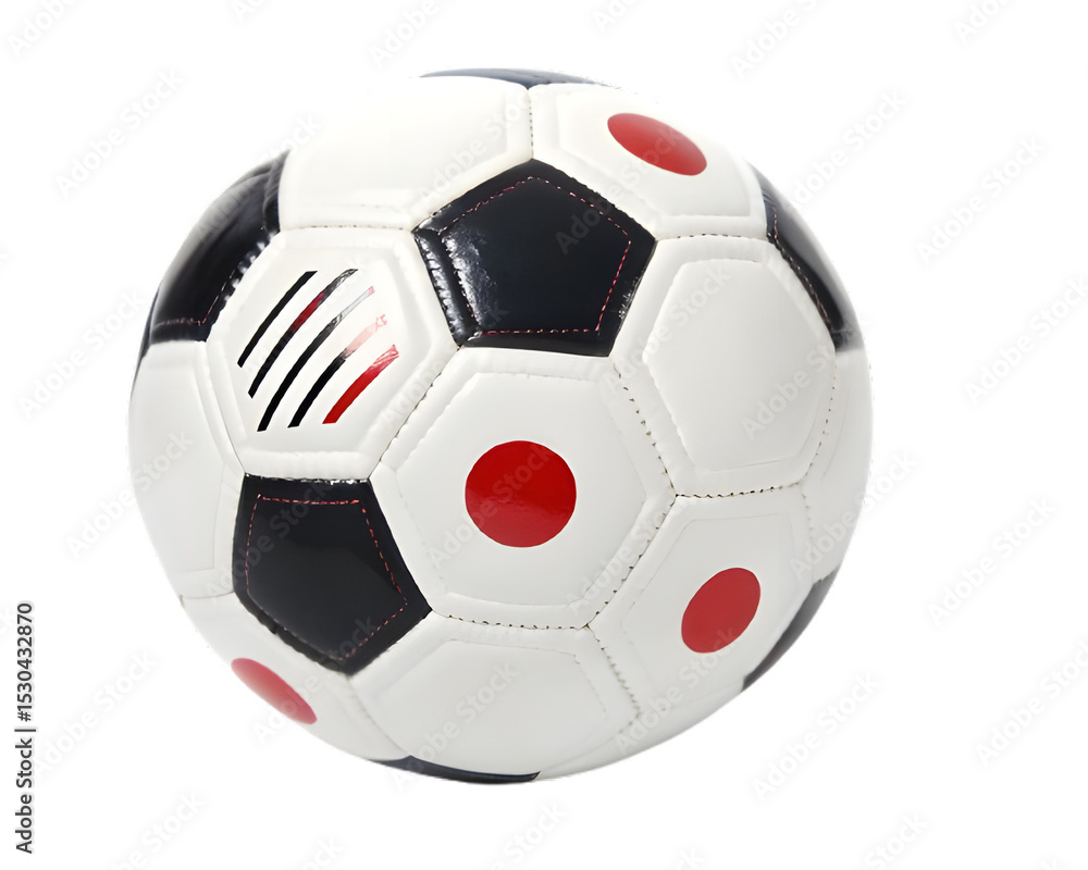 Fototapeta premium Soccer ball with red dots isolated on transparent background