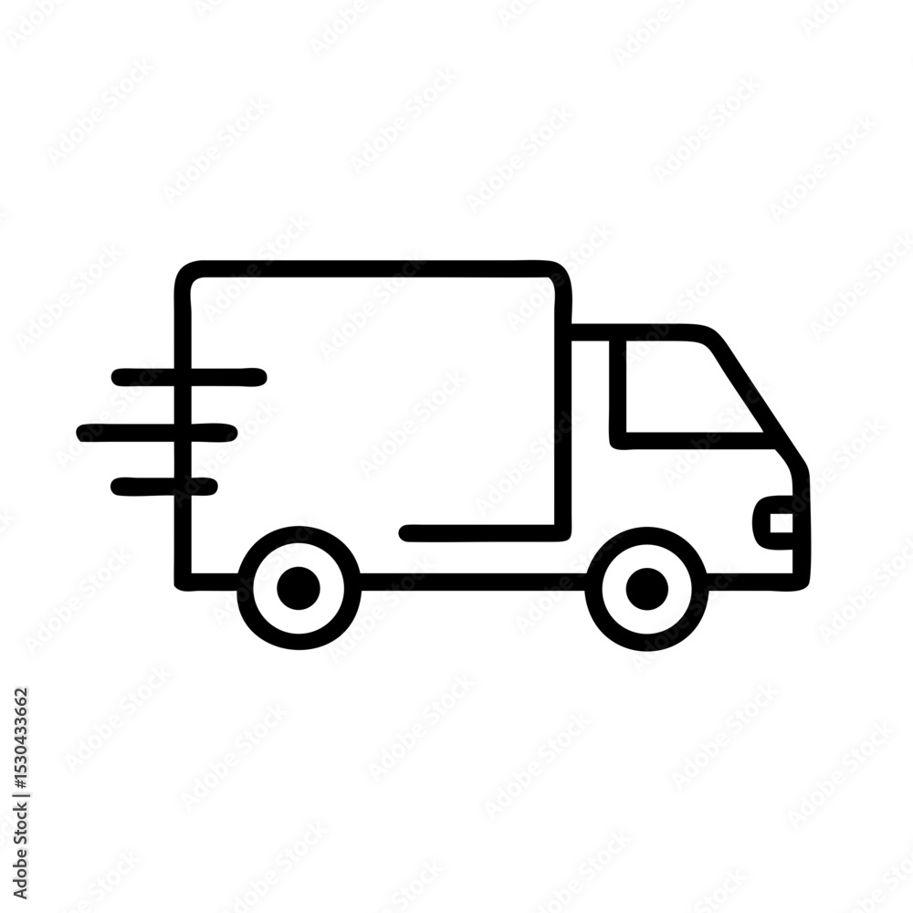 Delivery truck icon in simple outline style representing shipping Delivery truck icon in simple outline style representing shipping