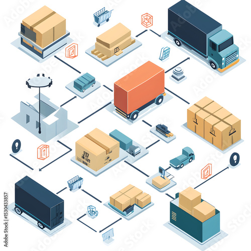 supply chain concept. procurement icons related to logistics, supply chain, delivery service, and inventory management. procurement in ensuring efficient business operation
