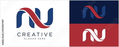 Initials letter NU logo design vector illustration.