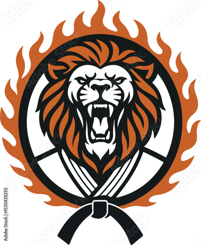Fiery Lion Martial Arts logo mascot karate 