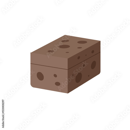 A detailed illustration of a chocolate brownie on a clean white background