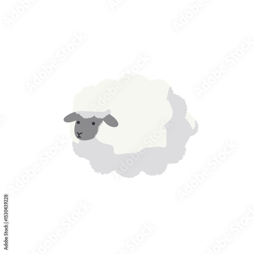 Wallpaper Mural Cute cartoon sheep standing in a minimalist white background, ideal for children's themes Torontodigital.ca