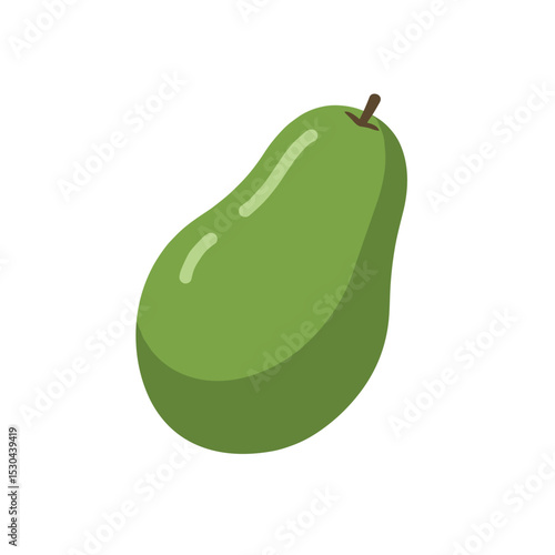 Fresh green pear with a smooth texture, set against a clean white background