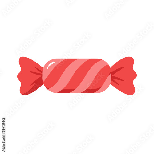 Colorful candy with red and white stripes, isolated on a white background, ideal for festive themes