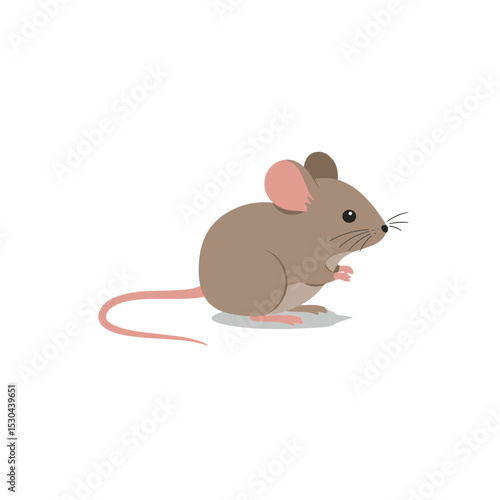 Cute cartoon mouse standing on a white background, showcasing its playful demeanor