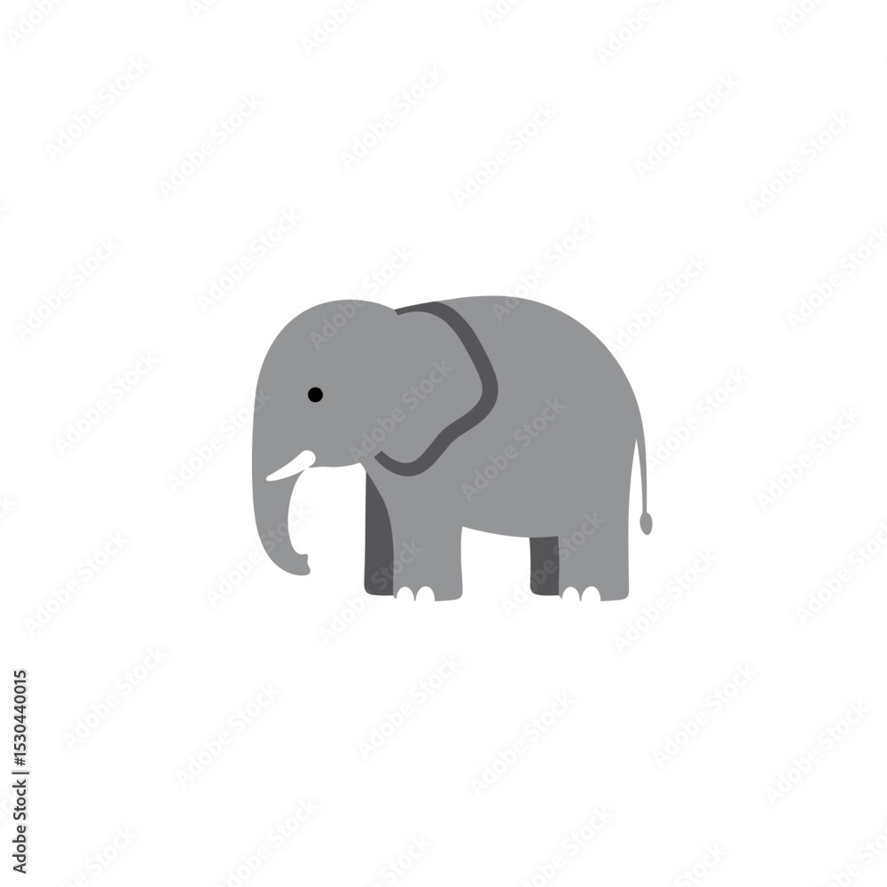Playful cartoon elephant standing in a minimalist landscape, showcasing simplicity and charm Playful cartoon elephant standing in a minimalist landscape, showcasing simplicity and charm