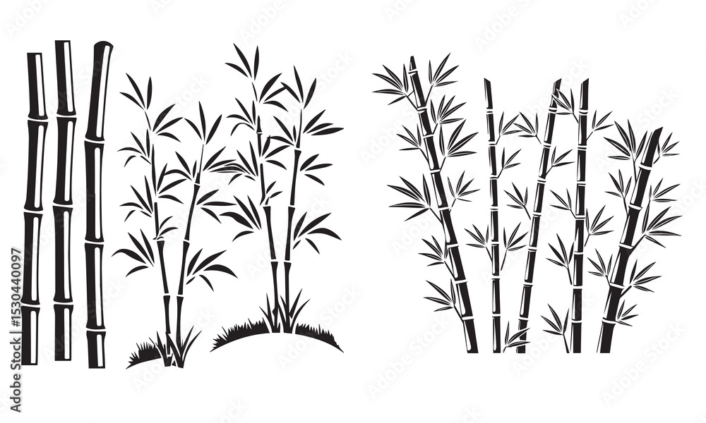 Naklejka premium Bamboo set vector