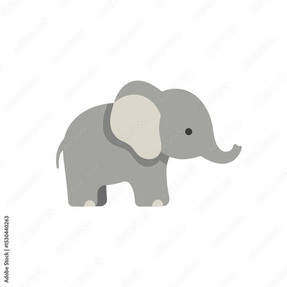 Cute cartoon elephant standing playfully on a white background, ideal for children's content Cute cartoon elephant standing playfully on a white background, ideal for children's content
