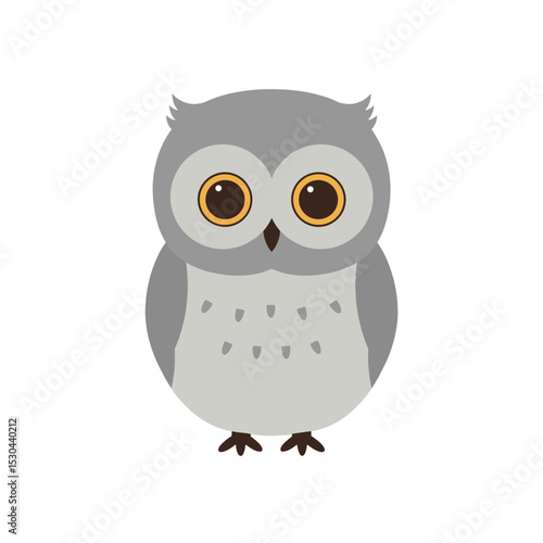 Cartoon owl character with large eyes, set against a plain white background, ideal for educational materials