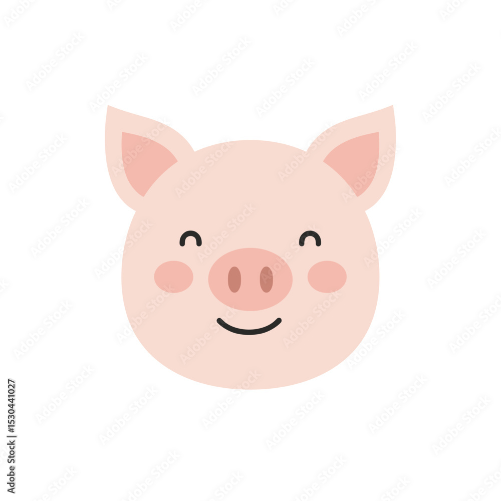 Cute cartoon pig with a round body and expressive eyes, set against a plain background Cute cartoon pig with a round body and expressive eyes, set against a plain background