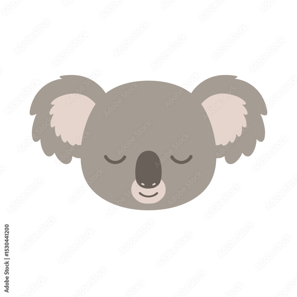 Cute cartoon koala with closed eyes, set against a simple white background, ideal for children's themes Cute cartoon koala with closed eyes, set against a simple white background, ideal for children's themes