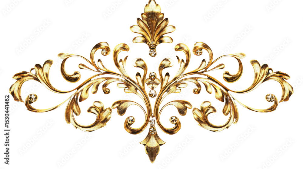 Golden decorative ornament isolated on white background Golden decorative ornament isolated on white background