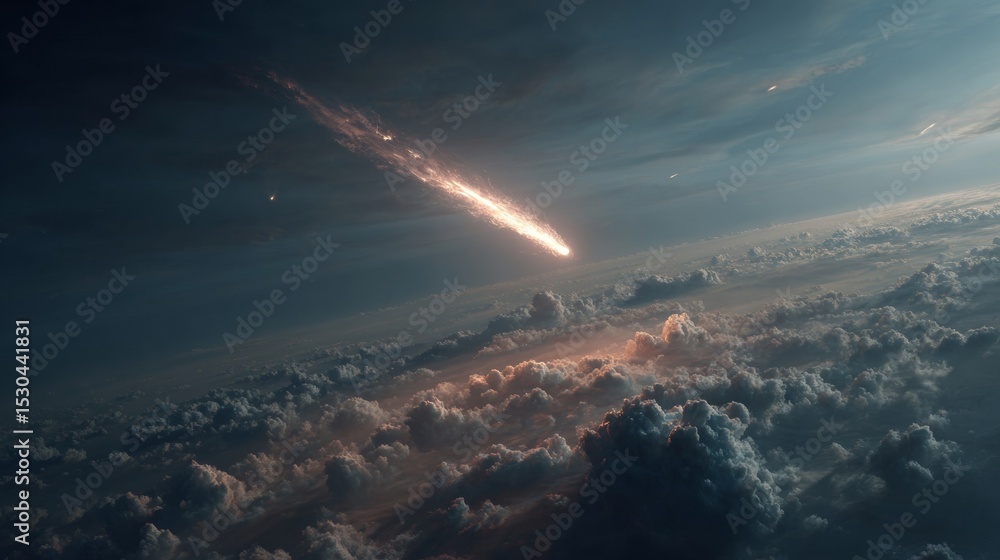 Close-Up of Fiery Meteor Falling Toward Earth Close-Up of Fiery Meteor Falling Toward Earth