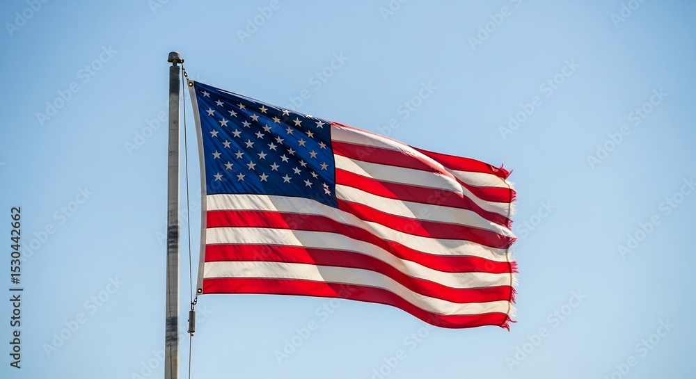Obraz premium American Flag Waving Proudly in the Sky: A Symbol of Freedom and Patriotism