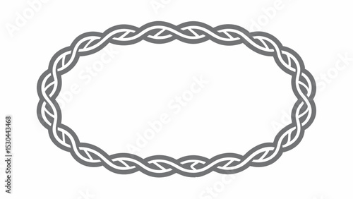 Elegant Oval Frame with Interwoven Strands in Gray Perfect for Invitations Certificates or Decorative Design Elements on a White Background