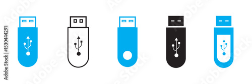 Usb icon set. Flash disk icon vector