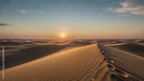 Endless Sand Dunes Under Warm Sunset Light