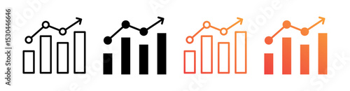 Growth Multiple Style Icon Set Vector 