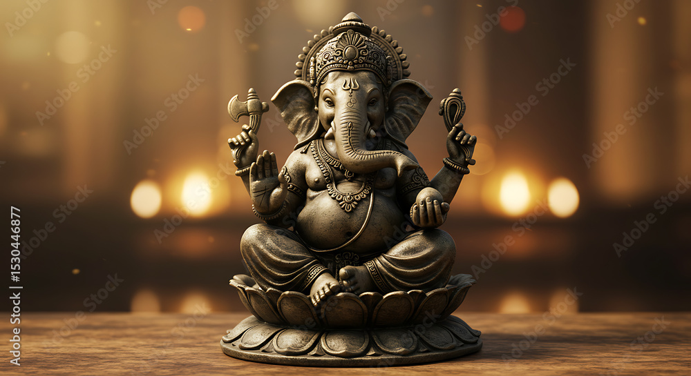 Fototapeta premium Majestic Ganesha Statue Hindu God of Wisdom and Beginnings