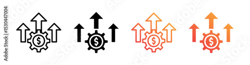Increase Multiple Style Icon Set Vector 