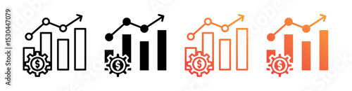 Growth Strategy Multiple Style Icon Set Vector 