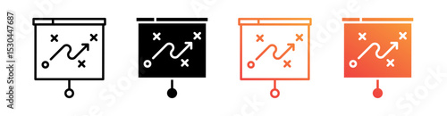Strategy Multiple Style Icon Set Vector 