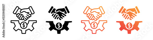 Business Agreement Multiple Style Icon Set Vector 
