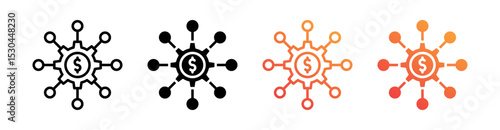 Business Network Multiple Style Icon Set Vector 