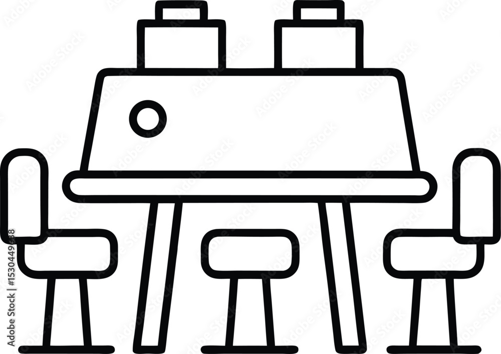 Obraz premium Meeting Table Outline: Office Icon