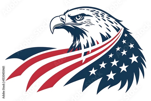 American bald eagle head with usa flag design