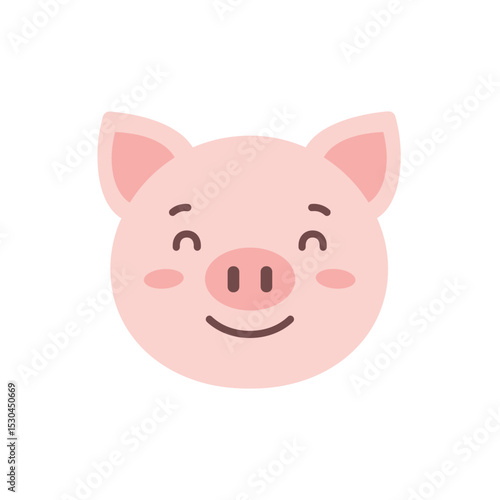 Cute cartoon pig with a cheerful expression, set against a simple, colorful background