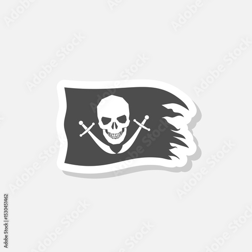 Pirate flag icon sticker isolated on gray background