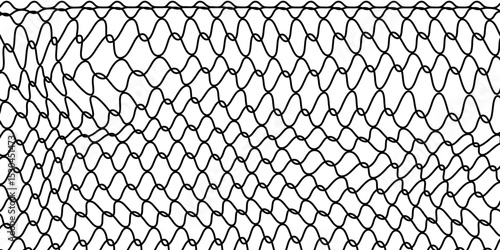 A dark green fishing net against a white background. eps 10