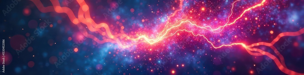 Fototapeta premium Vibrant, abstract image depicting the flow of electricity as a swirling, colourful nebula Perfect for illustrating energy, power, and technological concepts , shades, flow, digital art