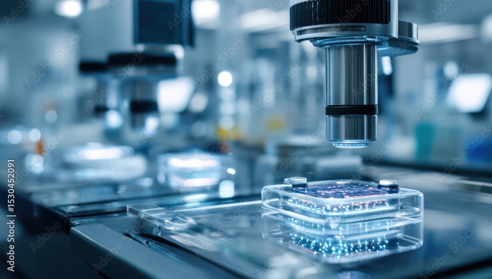 Scientific lab with advanced sensors collecting data for precise research and technological analysis. Scientific lab with advanced sensors collecting data for precise research and technological analysis.
