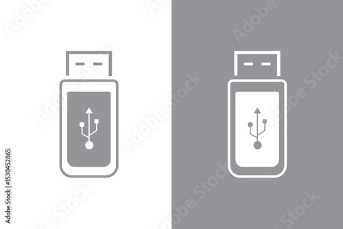 usb icon outline vector illustration