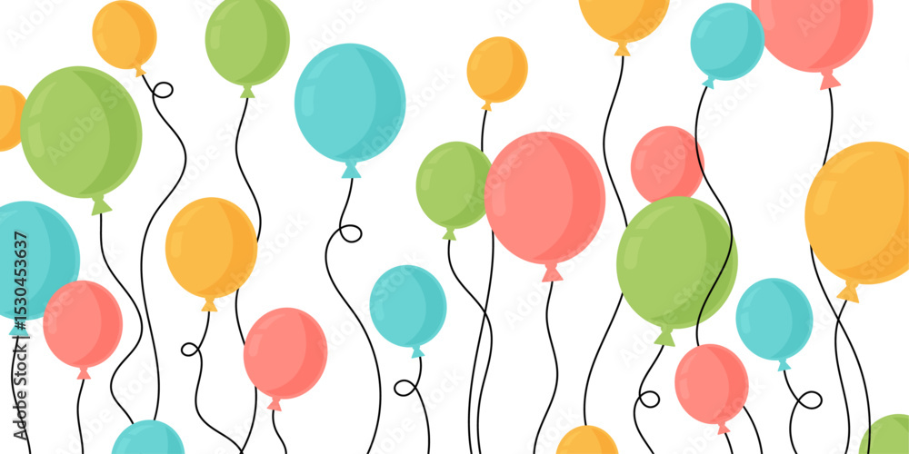 Obraz premium Bannière de ballons colorés qui s’envolent