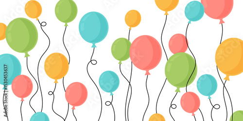 Bannière de ballons colorés qui s’envolent