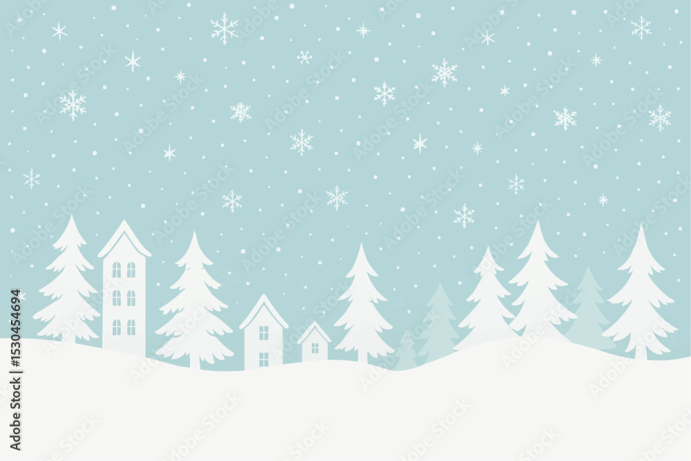 Fototapeta premium Winter background. Christmas village. Seamless border
