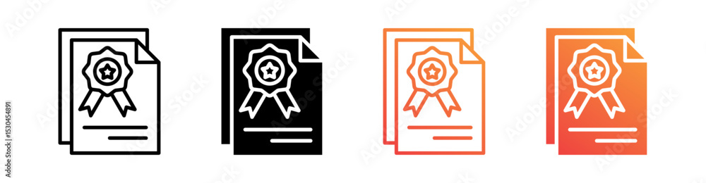 Accreditation Multiple Style Icon Set Vector 