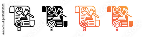 Statutory Law Multiple Style Icon Set Vector 