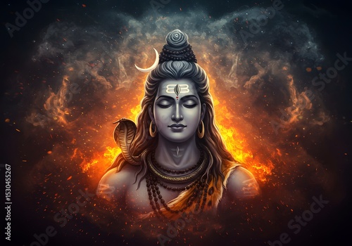 Lord Shiva: Digital Painting of Hindu Deity