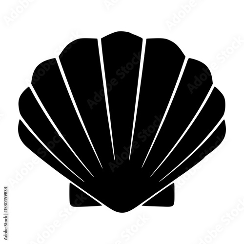 Black Seashell Icon - Vector Illustration