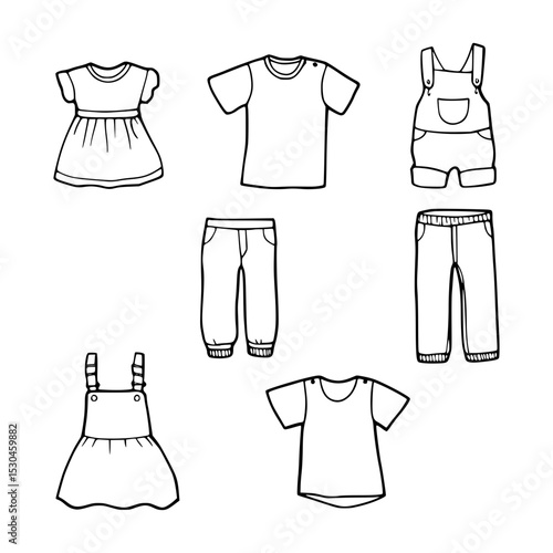 Cute Kids Clothing Lineout - Vector Illustration