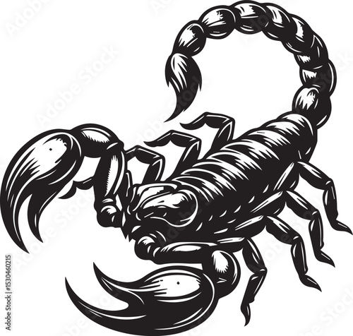 Black and White Scorpion Vector Illustration – Aggressive Insect Tattoo Design	
